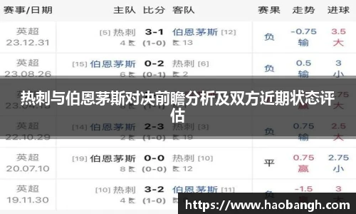 热刺与伯恩茅斯对决前瞻分析及双方近期状态评估
